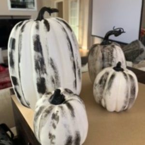 Beetlejuice- 4pcs Artificial Black/White Striped Pumpkins (Halloween)